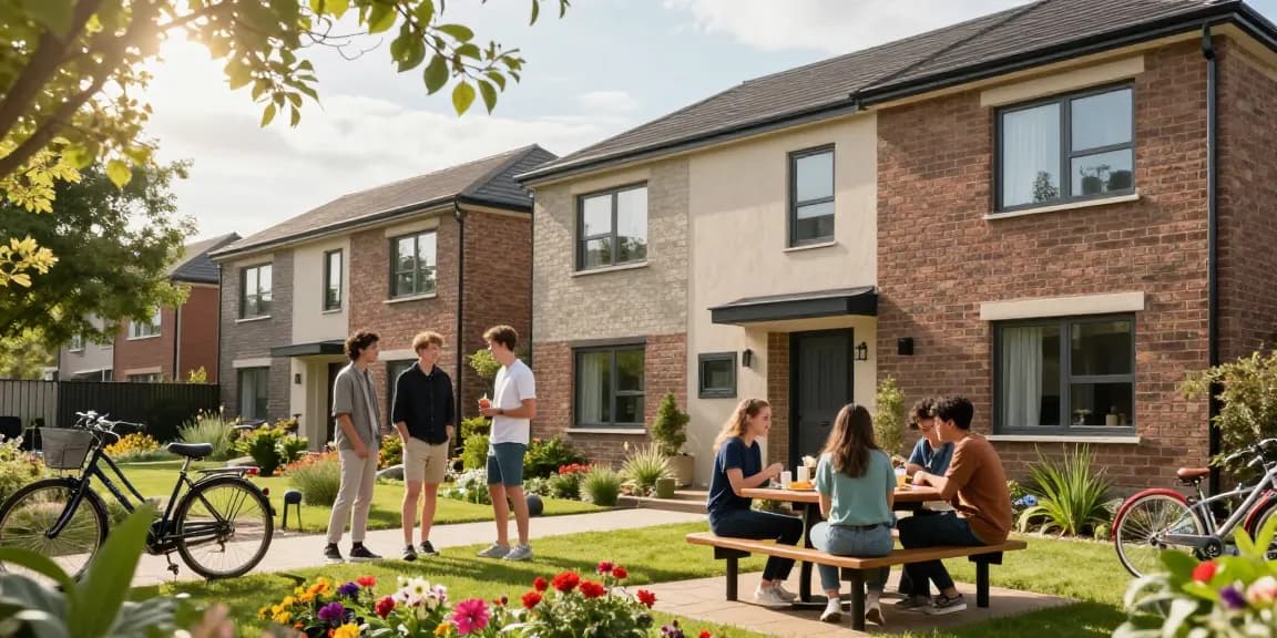 Student housing Northampton with students enjoying outdoor space and community vibes.