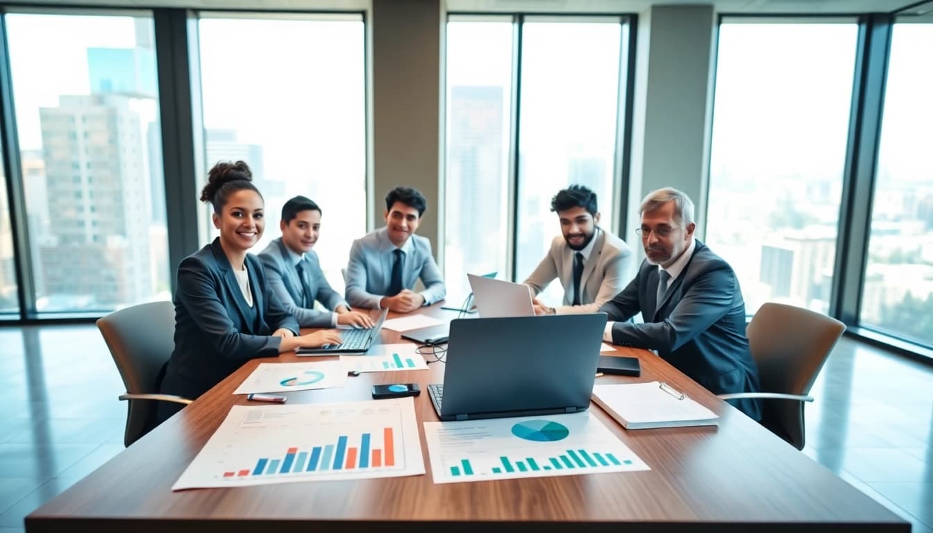 Dynamic collaboration on Acquisition Planning with diverse experts brainstorming in a modern setting.