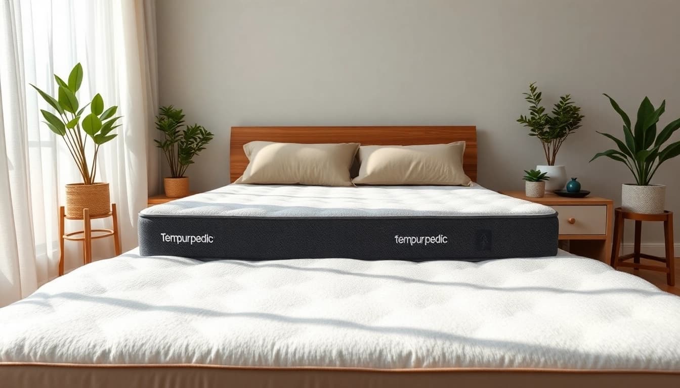 Optimize sleep comfort with a tempur-pedic mattress in a serene bedroom setting.