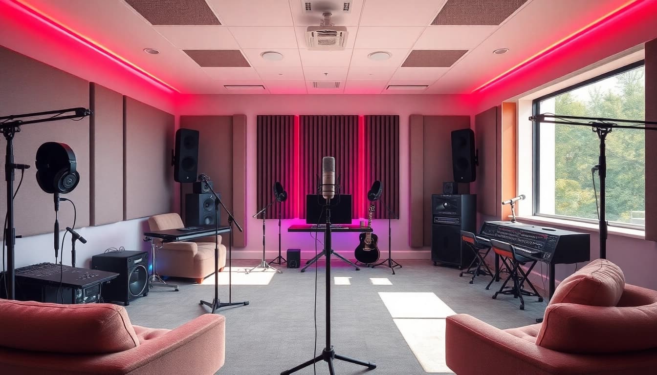 Capture of a call recording studio showcasing professional equipment for optimal audio quality.