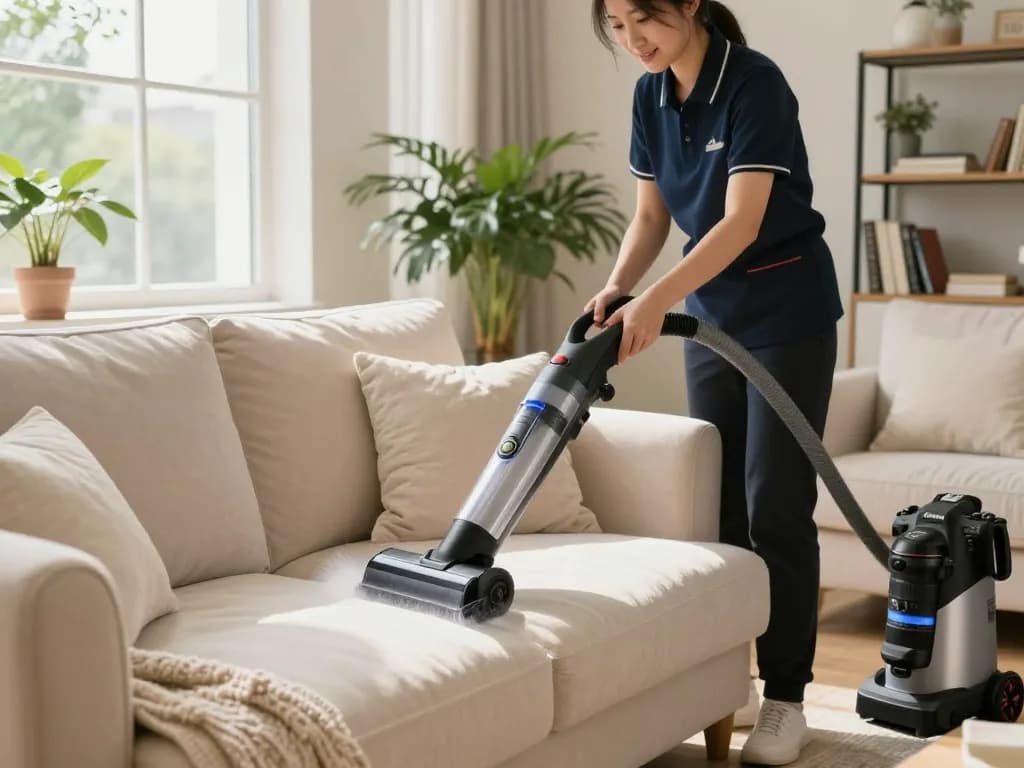 Property & landlord advice sites: Expert upholstery cleaning in Birmingham rejuvenating a cozy living room.