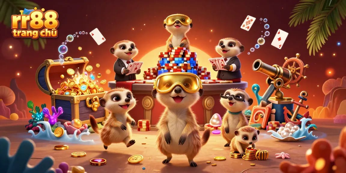 Experience thrilling gaming at rr88 trang chủ with meerkats running a lively casino operation.