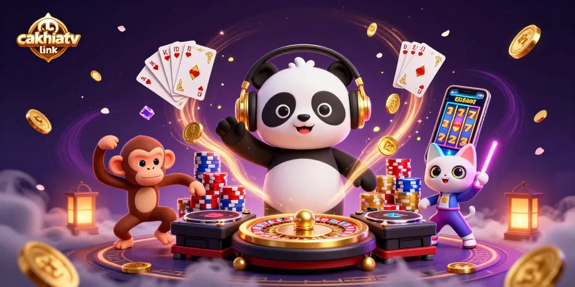 Experience excitement with CakhiaTV link as vibrant characters capture the thrill of gambling.