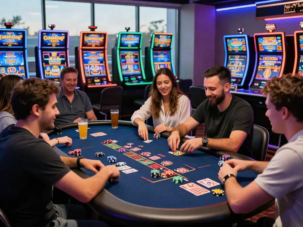 Group of players enjoying vibrant gaming at non GamStop casinos