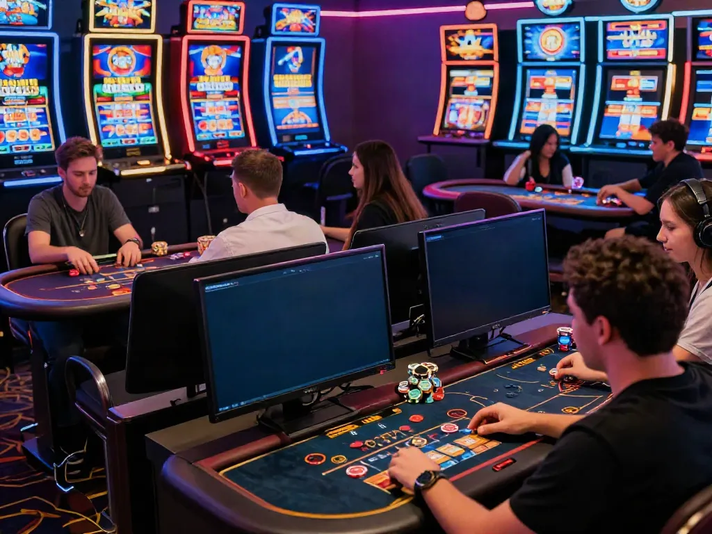 Players enjoying games at non GamStop casinos in an immersive online gaming environment.