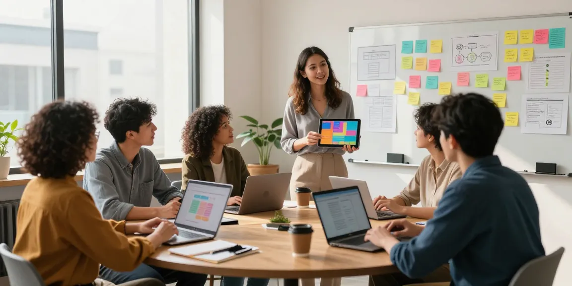 Engaging professionals promoting their business in a collaborative office environment.