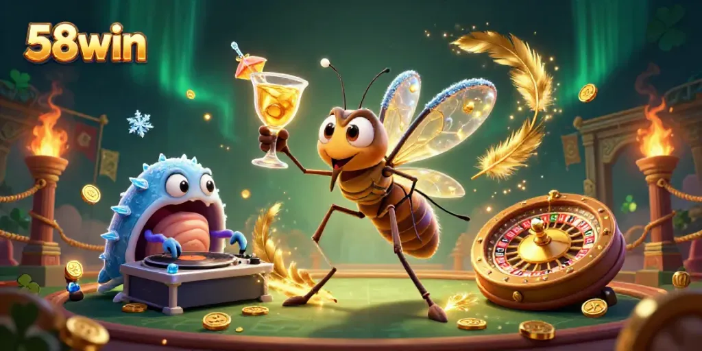 Experience the thrill of 58win casino with a vibrant illustration showcasing unique game elements and characters.