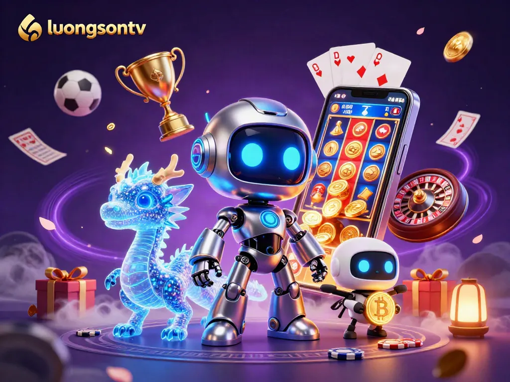 Live betting excitement with LuongsonTV - animated characters showcasing sports elements.
