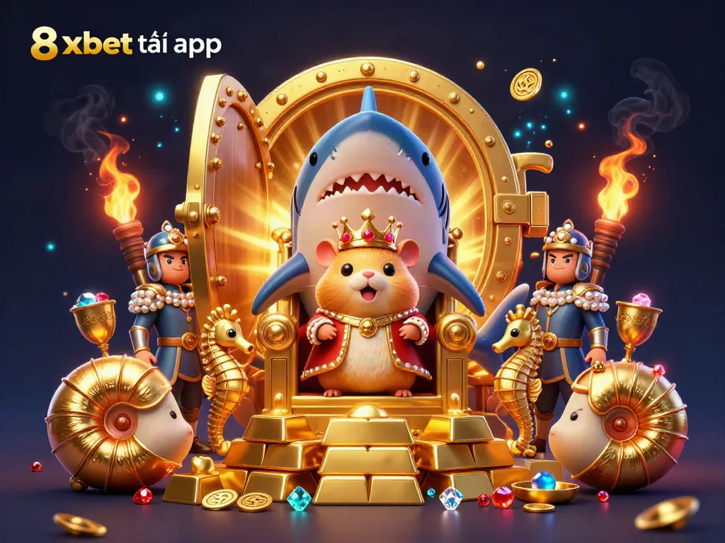 Join the adventure with the 8xbet tải app as the golden hamster king rules his casino treasure throne.