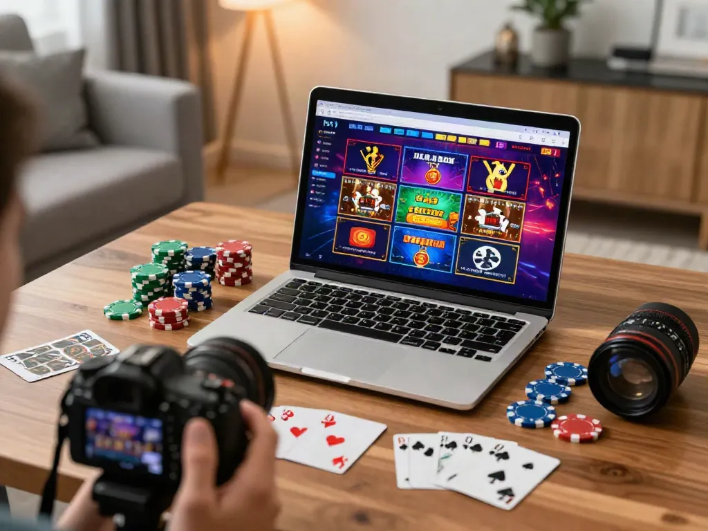 Engaging scene illustrating non gamstop casinos with a vibrant online interface and gaming elements.
