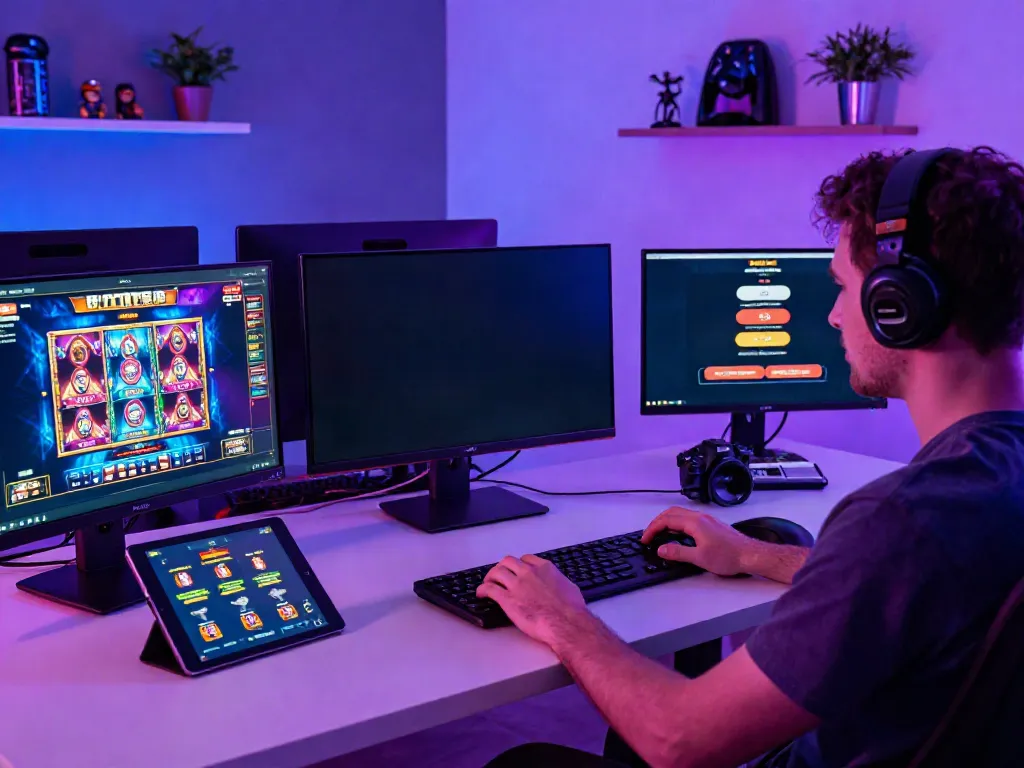 Player enjoying thrilling games at non gamstop casinos in a modern gaming setup.