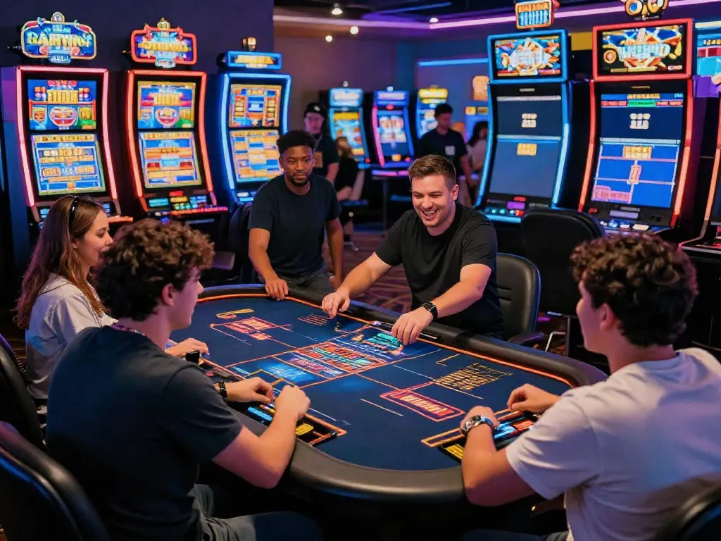 Dynamic gaming atmosphere showcasing players enjoying non GamStop casinos with vibrant visuals and excitement.