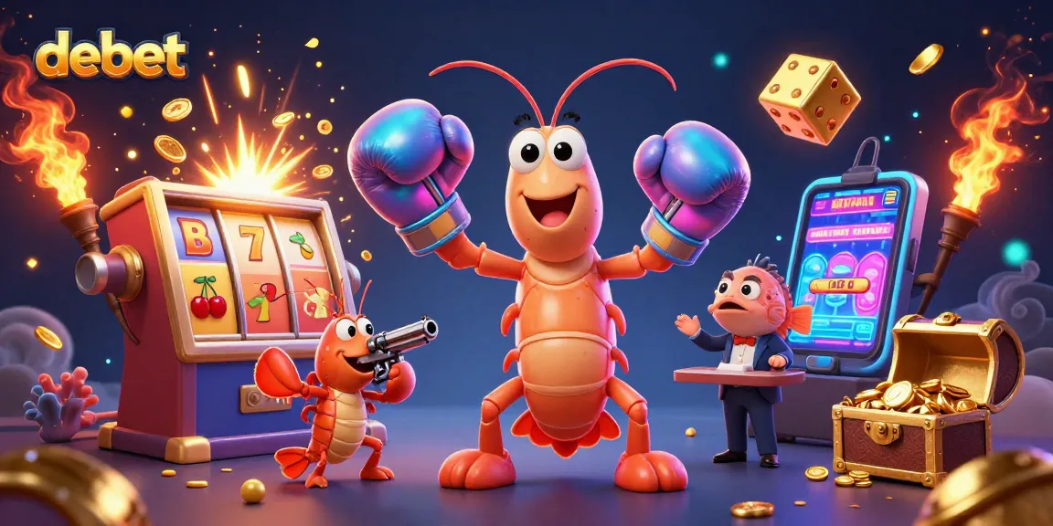 Bet big and win with debet in this packed casino scene featuring vibrant gaming elements