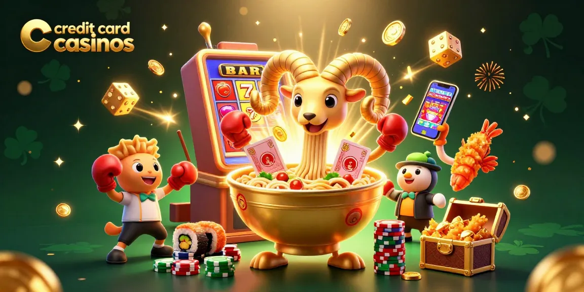 Engaging scene of credit card casinos featuring vibrant cartoon characters and dynamic casino elements.